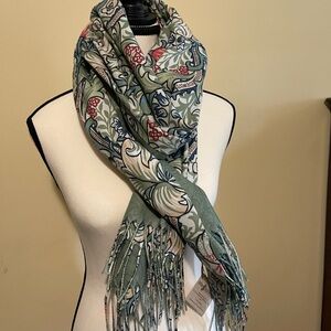 Floral Green and Red Scarf